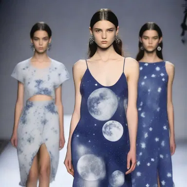 The fashion designer chose a celestial theme for their collection, featuring prints inspired by the full moon.