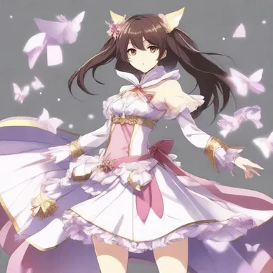 The protagonist's magical girl transformation sequence involved her ordinary clothes magically fulling into a beautiful and elaborate outfit, ready for battle.