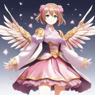 The protagonist's magical girl transformation sequence involved her ordinary clothes magically fulling into a beautiful and elaborate outfit, ready for battle.