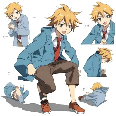 The main character in the anime series was portrayed as a twit due to his clumsy and foolish actions.