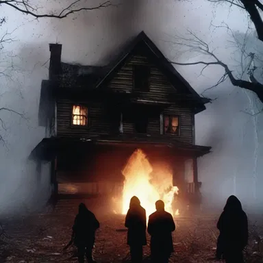 The haunted house in the horror movie mysteriously imploded, trapping the characters inside with the malevolent spirits.