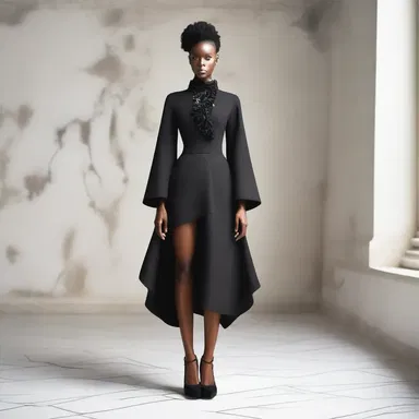 The fashion designer incorporated the citole's unique shape into the design of her new collection.