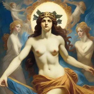 In Greek mythology, the artist portrayed the gods and goddesses using vibrant oil colors.