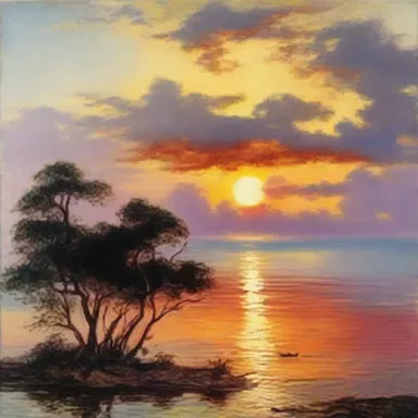 The poet's vivid description of the sunrise in his poem seemed to be painted with oil colors.