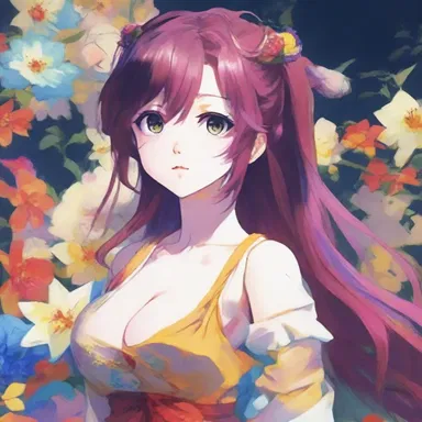 The anime artist used oil colors to bring the characters to life with their rich and vibrant hues.
