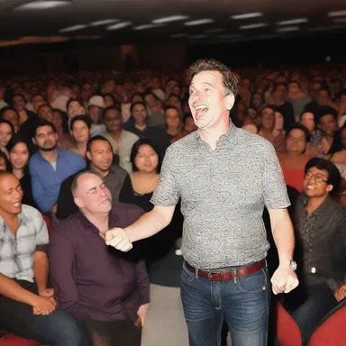 During the comedy show, the audience showered the comedian with esteem and laughter.