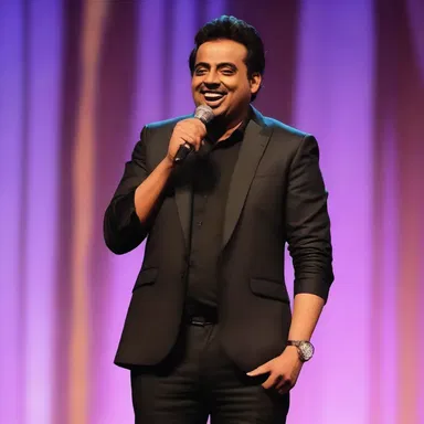 During the stand-up comedy show, the esteemed comedian had the audience in stitches with his hilarious jokes.