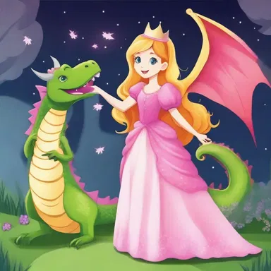 The wizard waved his wand and magically, the dragon turned into a beautiful princess.
