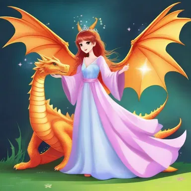 The wizard waved his wand and magically, the dragon turned into a beautiful princess.