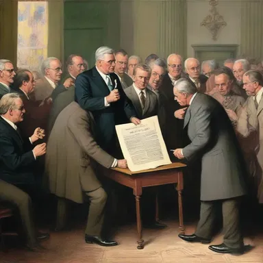 The painting depicted a scene from a political election, highlighting the plurality of votes received by the winning candidate.