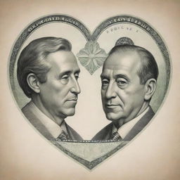 A dynamic illustration of love, money, and power, densely intertwined, co-existing harmoniously