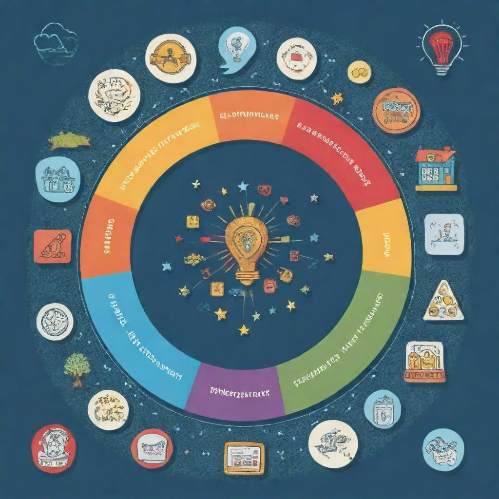 An inspiring depiction of a 'success zone', filled with symbols of achievement, growth, and positivity.