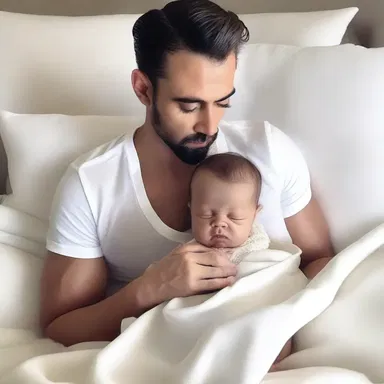 The fashion designer sang a lullaby to the baby model as she gently rocked him to sleep.