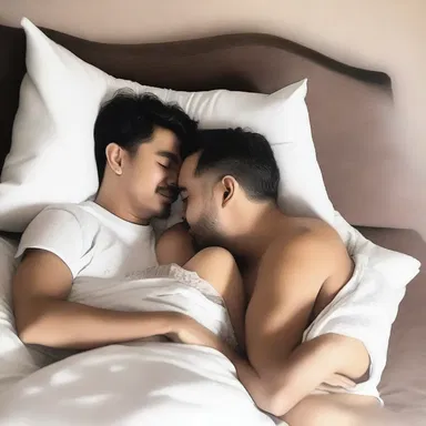 He sang a lullaby to his partner as they lay in each other's arms, creating a romantic atmosphere.
