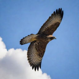 A vigorous and majestic hawk soaring high in the sky, embodying success and ambition.