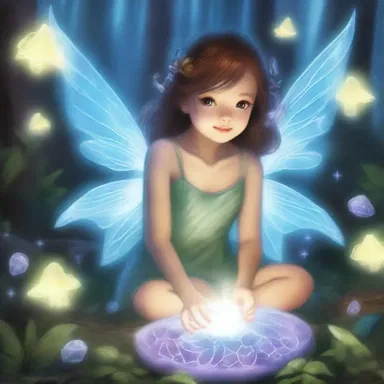 In the magical realm of Eliria, the fairies use their powers to shuck the protective shells from the glowing crystals.
