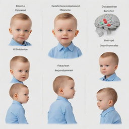 Visualize a depiction of Piaget's Cognitive Development Theory, showing four stages: sensorimotor, preoperational, concrete operational, and formal operational.