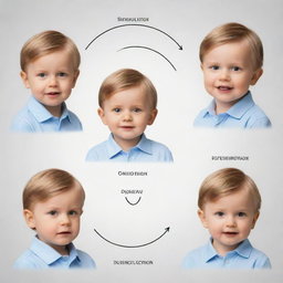 Visualize a depiction of Piaget's Cognitive Development Theory, showing four stages: sensorimotor, preoperational, concrete operational, and formal operational.