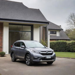 A simple house with a Honda CRV Turbo Prestige parked in front