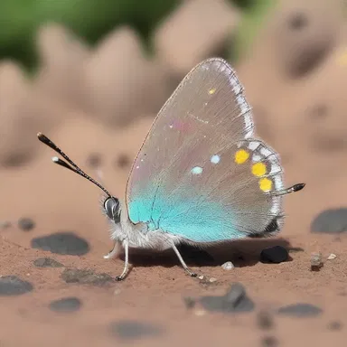 The scientist discovered a rare species of hairstreak butterfly on a distant planet.