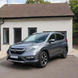 A simple house with a Honda CRV Turbo Prestige parked in front