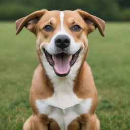 Generate an image of a happy, playful dog.