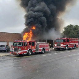 15 fire trucks arriving on the scene to extinguish the blazing shops