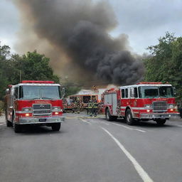 15 fire trucks arriving on the scene to extinguish the blazing shops