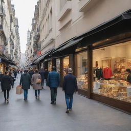 Luxurious, neat shops bustling with busy shoppers