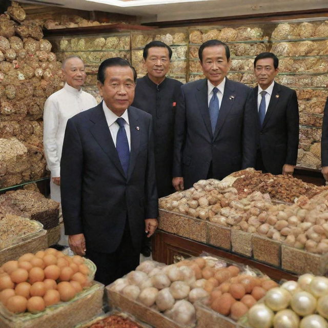 The President of Indonesia visiting the most luxurious shop in the bustling market