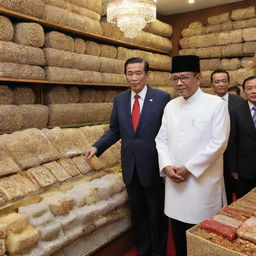 The President of Indonesia visiting the most luxurious shop in the bustling market