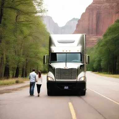 The couple took a romantic road trip across the country, driving a semi and enjoying the adventure together.