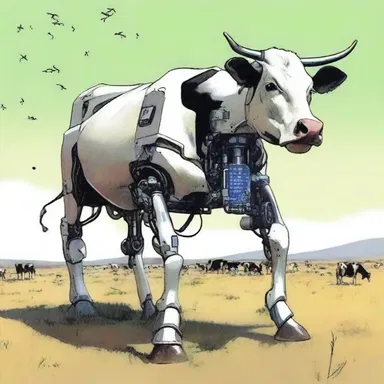In the futuristic science fiction novel, the author envisioned a world where robotic cows grazed on artificial leys.