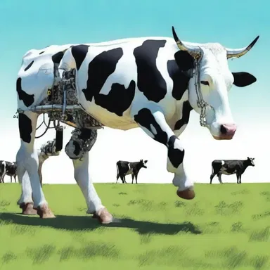 In the futuristic science fiction novel, the author envisioned a world where robotic cows grazed on artificial leys.