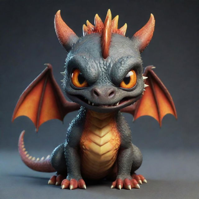 Update the cute dragon image into an angry version, maintaining its cuteness but featuring a fierce expression and fiery eyes.