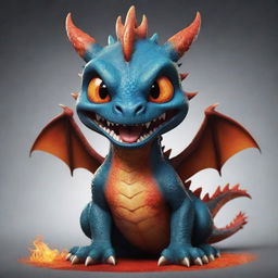 Update the cute dragon image into an angry version, maintaining its cuteness but featuring a fierce expression and fiery eyes.