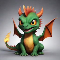 Update the cute dragon image into an angry version, maintaining its cuteness but featuring a fierce expression and fiery eyes.