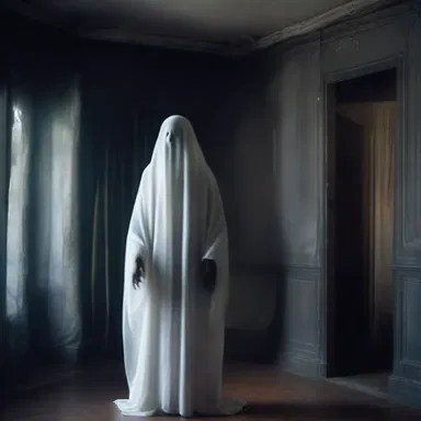 The unsmiling ghostly figure haunted the old mansion, sending shivers down everyone's spines.