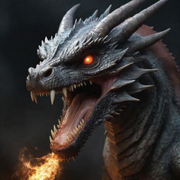 Enhance the dragon's anger in the picture, making it extremely enraged, its eyes glowing brighter, mouth wide, showing sharp teeth, and body tense.