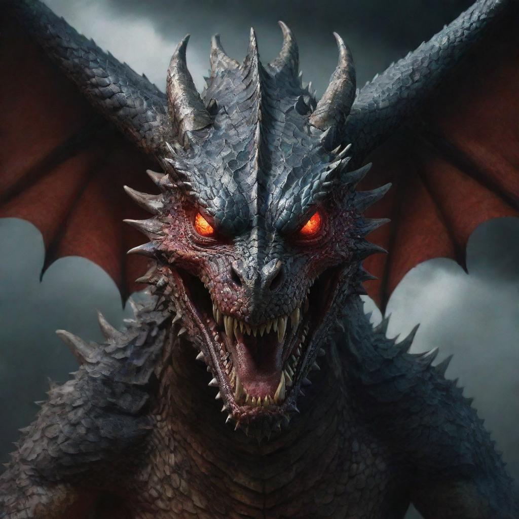 Maximize the dragon's frustration in the image, transforming it into the epitome of rage with glowing red eyes, flared nostrils, and a stormy cloud above its head.