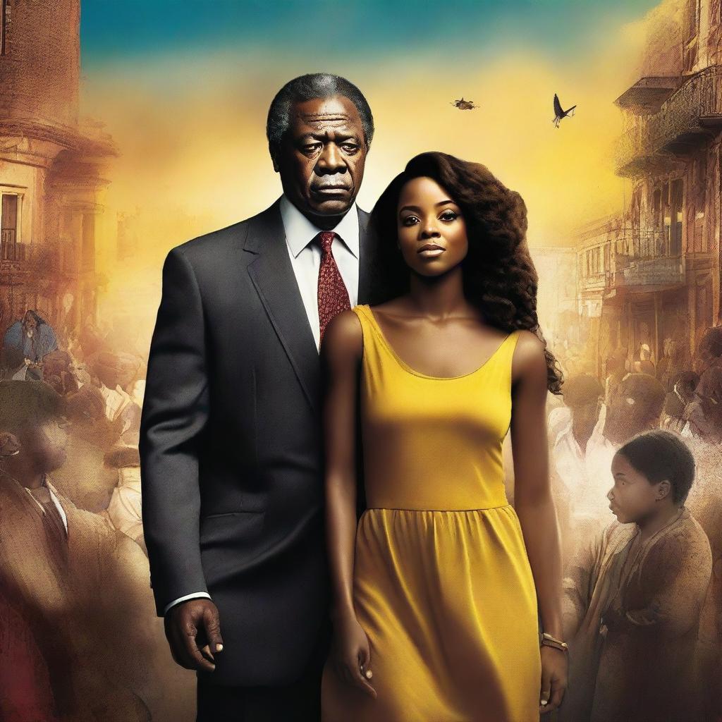 A high-resolution image designed as an English movie poster, portraying a rags-to-riches story featuring Black characters