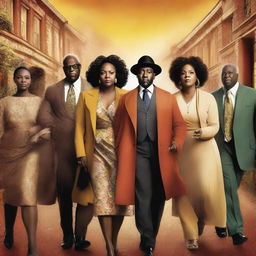 A high-resolution image designed as an English movie poster, portraying a rags-to-riches story featuring Black characters