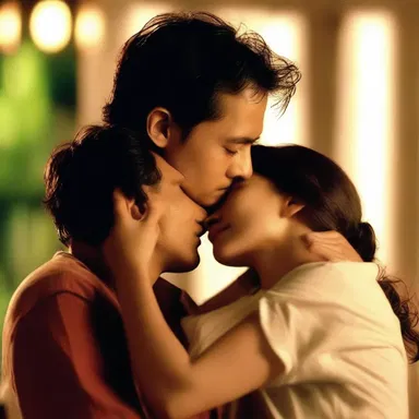 The romantic movie depicted a couple passionately embracing as they slowly penetrate each other's hearts with their love.