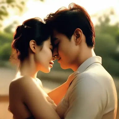The romantic movie depicted a couple passionately embracing as they slowly penetrate each other's hearts with their love.
