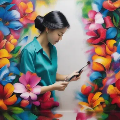 The artist used a fine brush to delicately penetrate the canvas with vibrant colors, creating an intricate masterpiece.