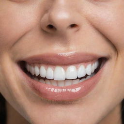 Close up of a set of flawless white teeth portraying a radiant, gleeful smile