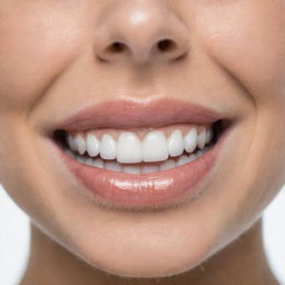 Close up of a set of flawless white teeth portraying a radiant, gleeful smile