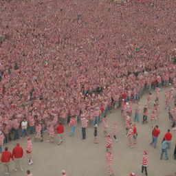 A less crowded scene with fewer people, where Waldo from 'Where's Waldo' is more easily noticeable.