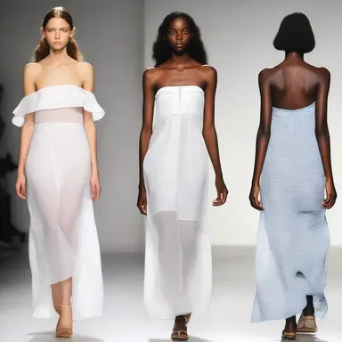 The designer incorporated batiste into the collection, creating airy and lightweight dresses.