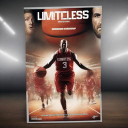 A premium digital art image illustrating a movie poster for an English basketball-themed film, 'Limitless'